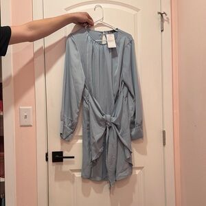 Elegant Long Sleeve Blue Dress